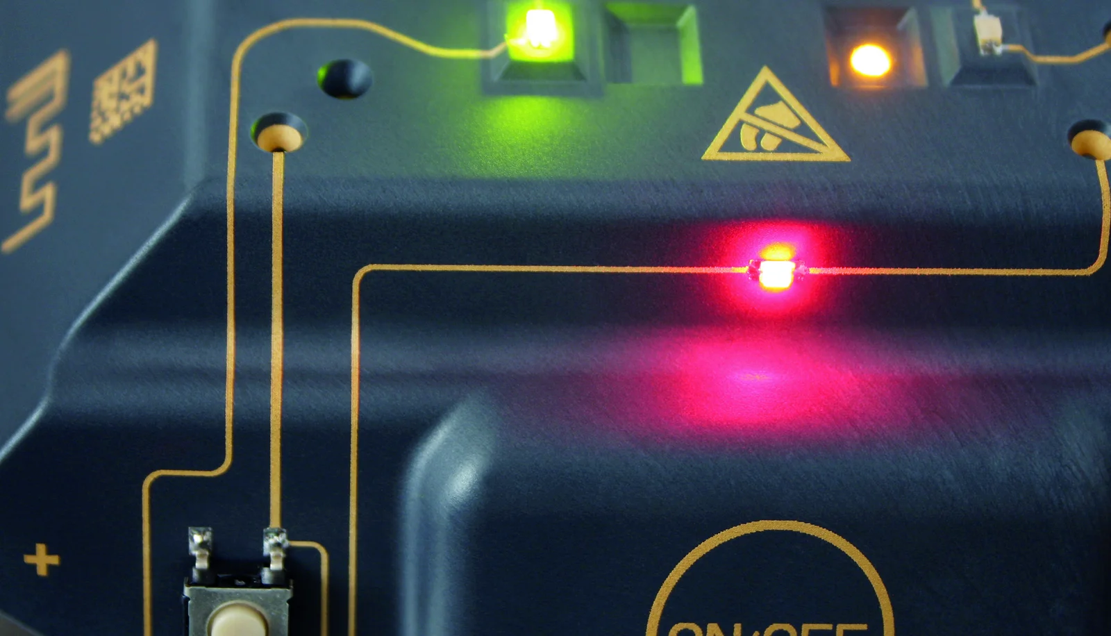 Close-up of device housing with 3D-MID (3D Molded Interconnect Devices)