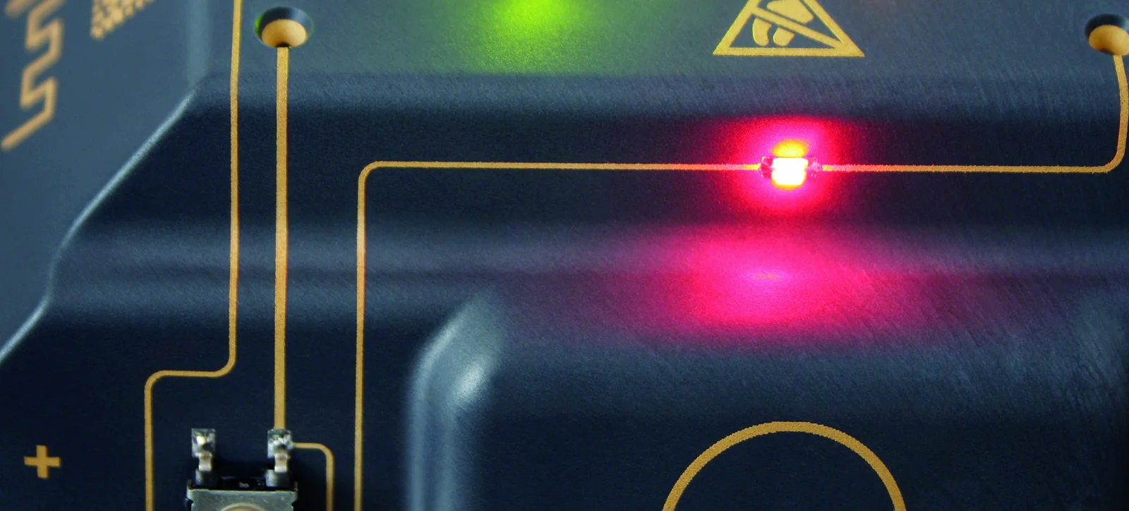 Close-up of device housing with 3D-MID (3D Molded Interconnect Devices)