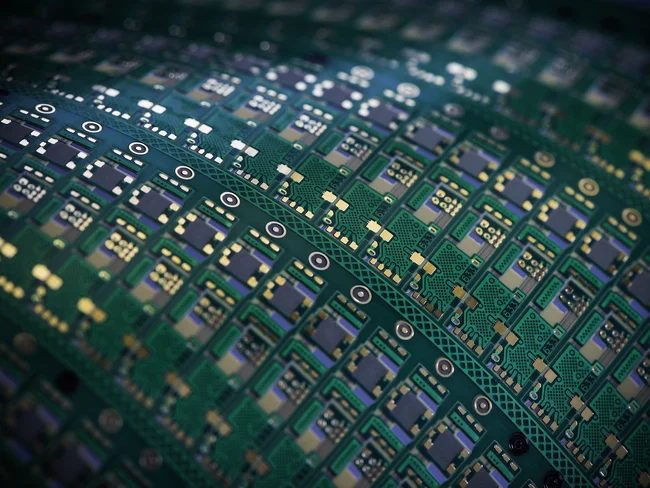 Close-up of flexible PCB with 4 layers for hearing aid