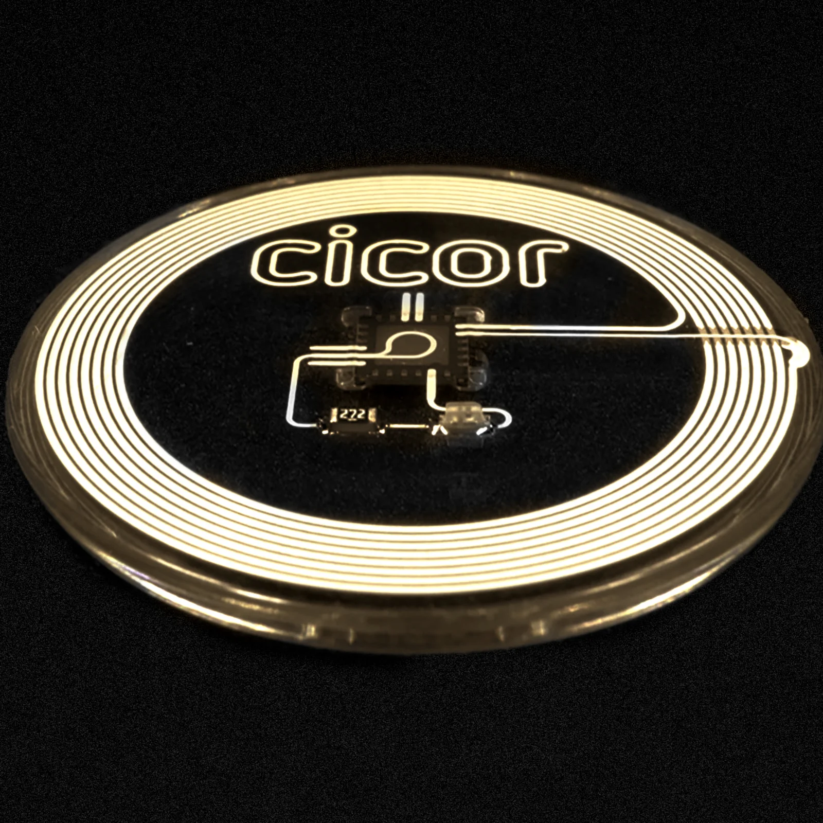 Chip with printed electronics and NFC antenna