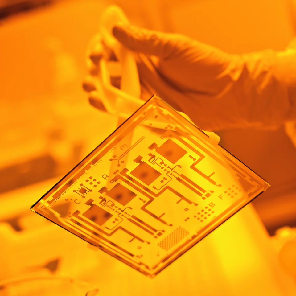 Close-up of thin-film substrate