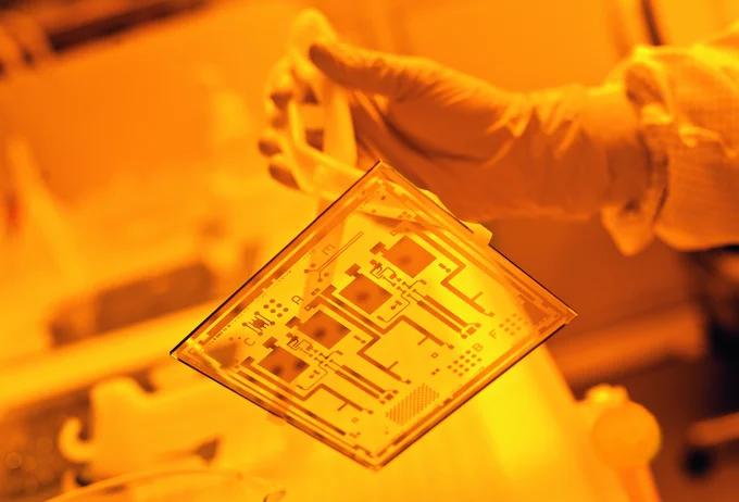 Close-up of thin-film substrate