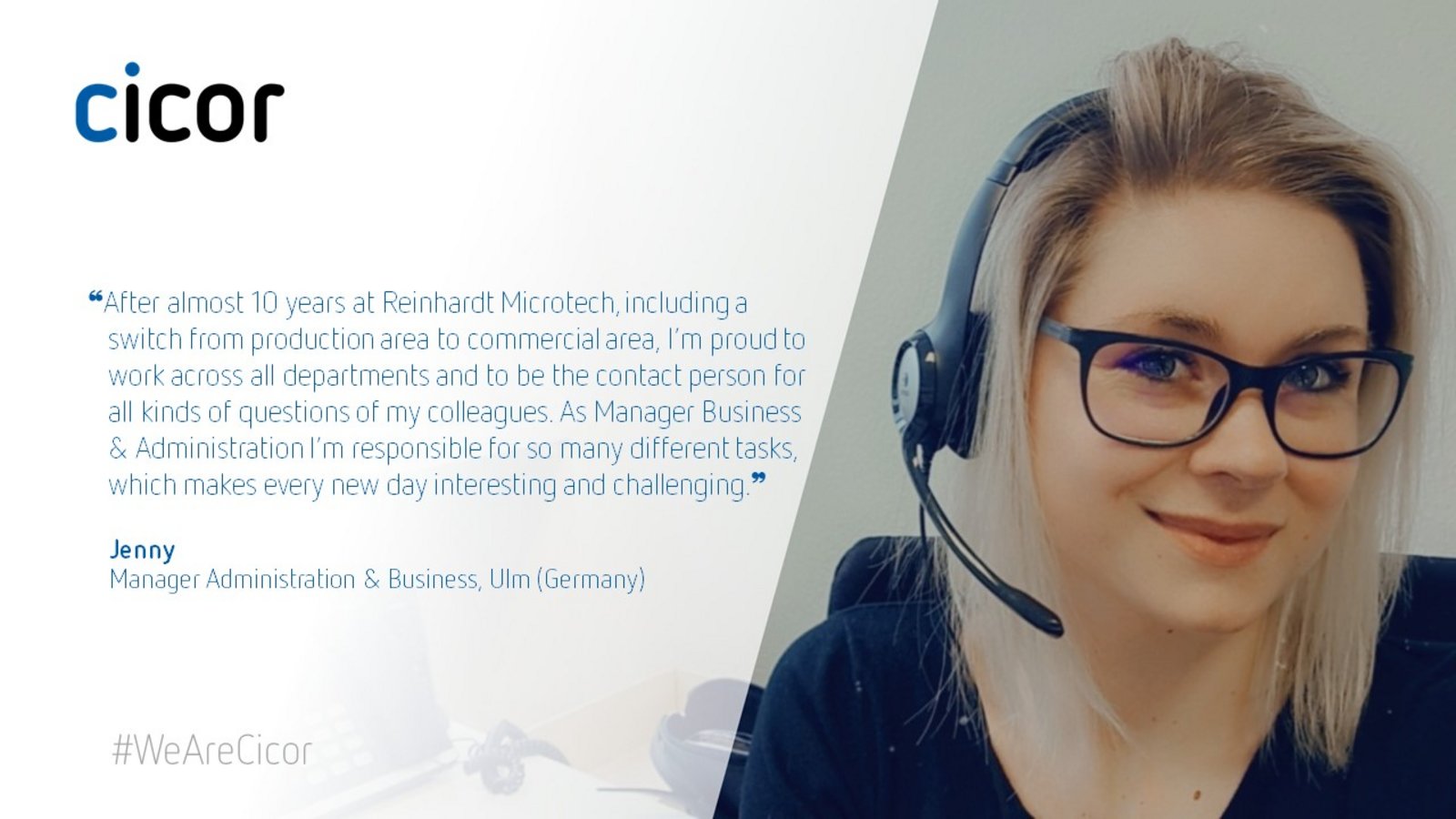 Testimonial of Jenny who works at the Cicor site in Ulm