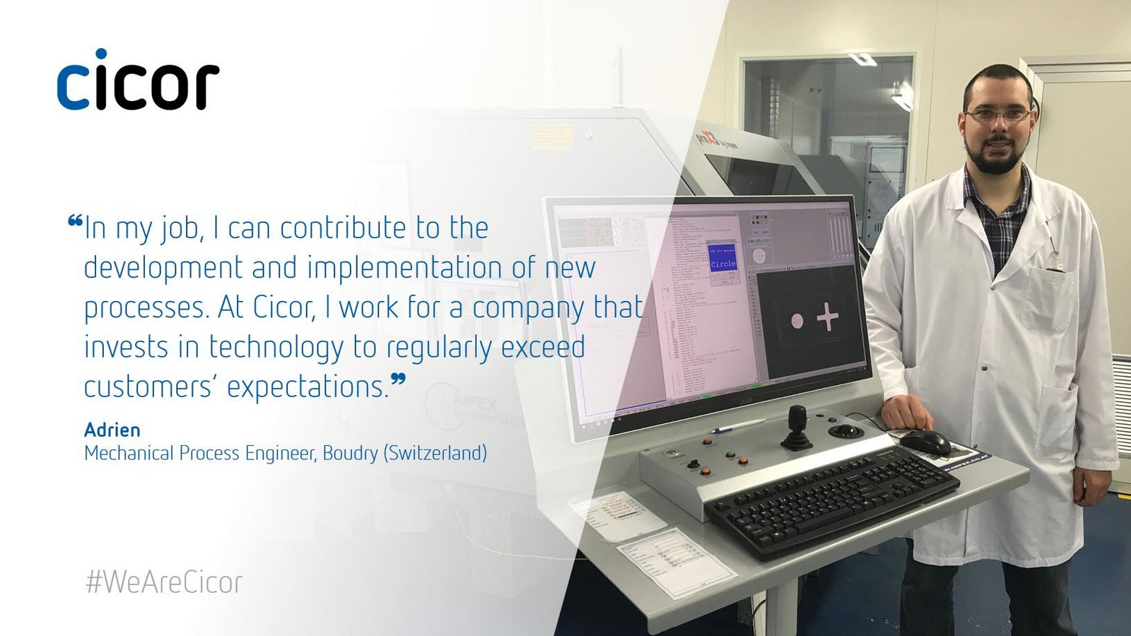 Testimonial of Adrien who works at the Cicor site in Boudry
