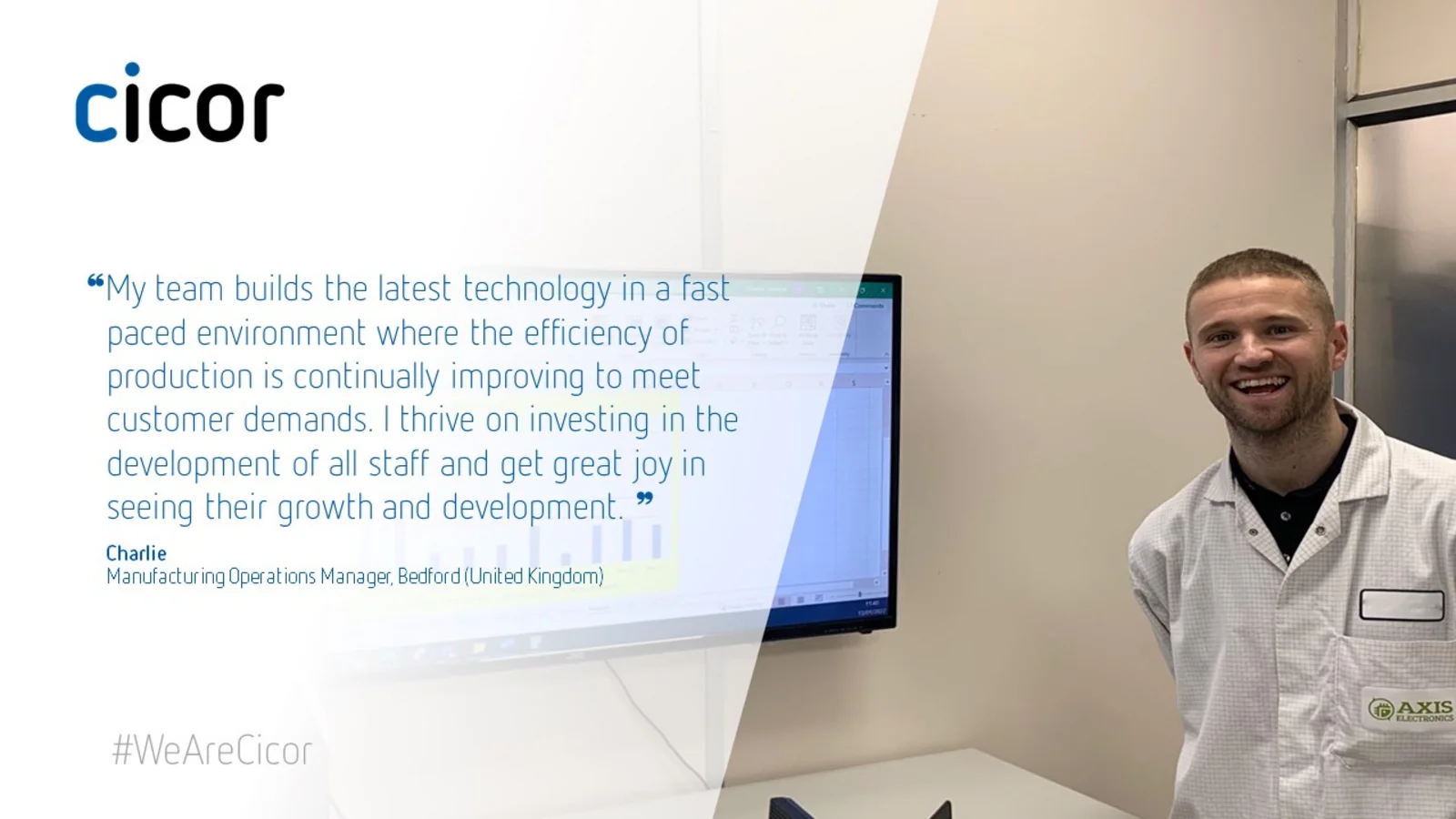 Testimonial of Charlie who works at the Cicor site in Bedford