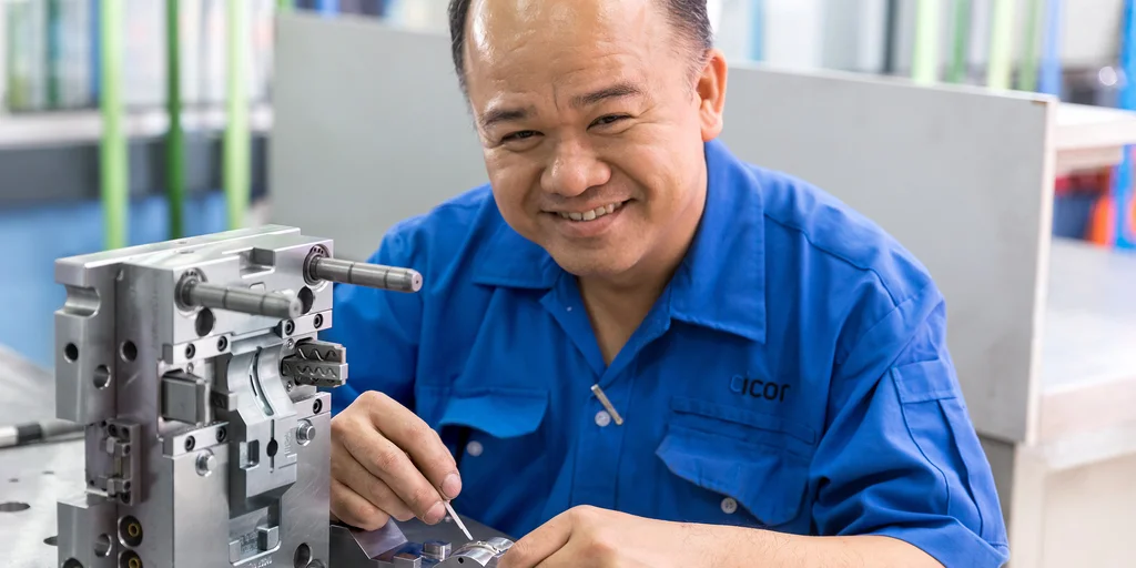 Cicor employee working in the tooling department 