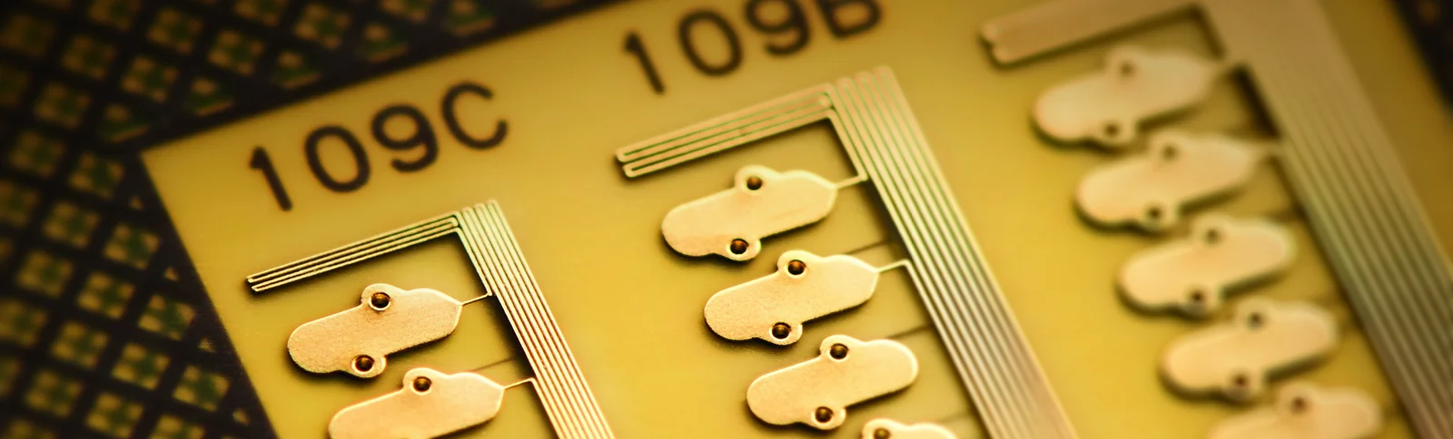 Close-up of PCB with Cicor's DenciTec technology