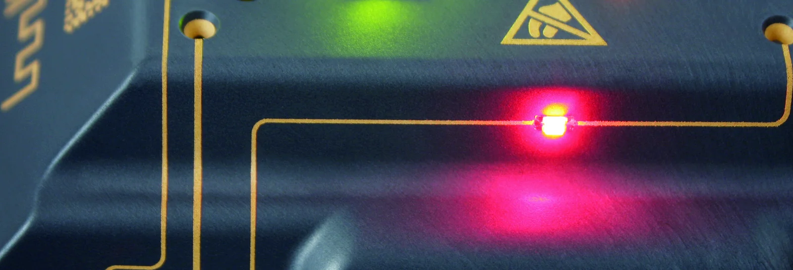 Close-up of device housing with 3D-MID (3D Molded Interconnect Devices)