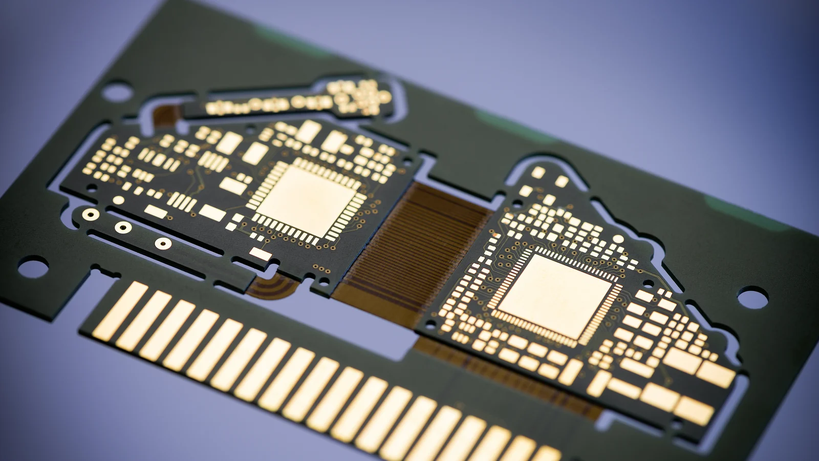 Close-up of flex-rigid PCB