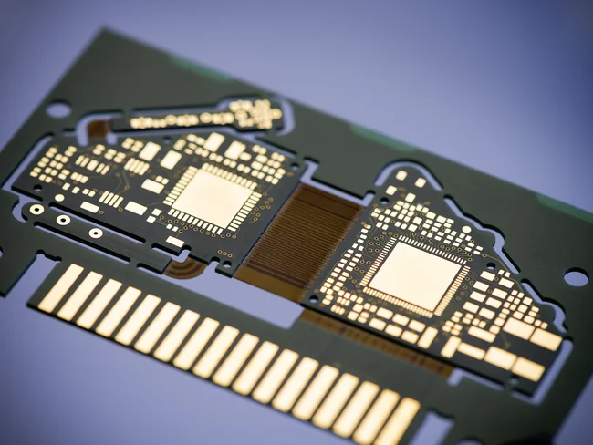Close-up of flex-rigid PCB