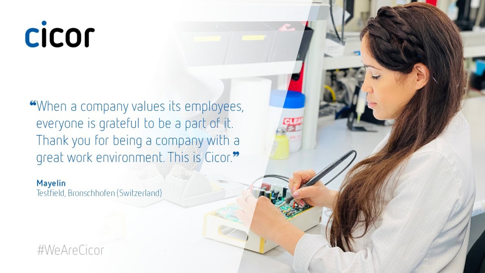 Testimonial of Mayelin who works at the Cicor site in Bronschhofen